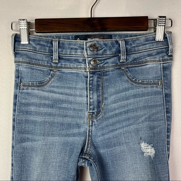 Hollister High Rise Medium Wash Distressed Jean Jegging Skinny Jeans 0 - Picture 4 of 4